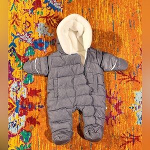 Jacadi Paris- Cozy Gray Polka Dot Baby Snowsuit (NWT)